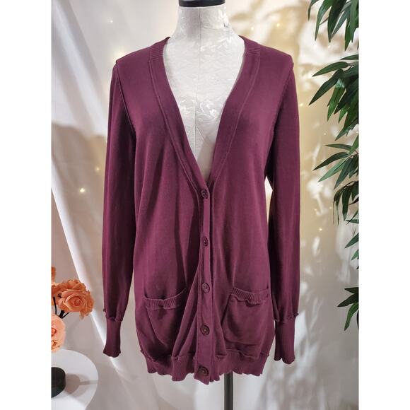 Calvin Klein Jeans V-Neck Boyfriend Cardigan Sweater Size XL Academia Preppy - Picture 1 of 11
